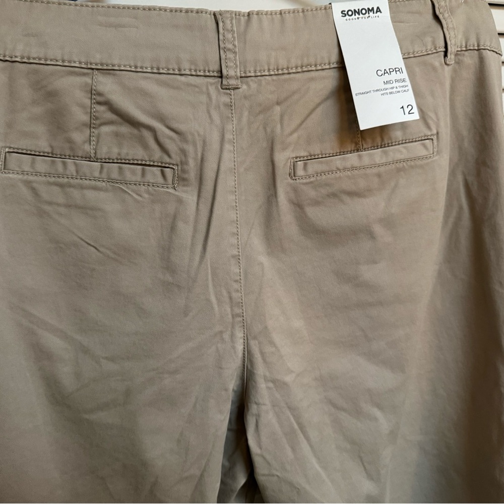 Sonoma Women’s Size 12 Khaki Capri Chinos Mid Rise NWT - Picture 5 of 8